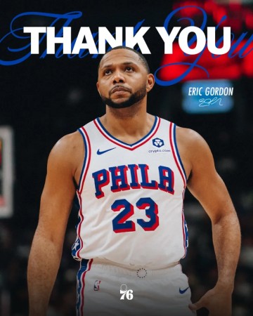 b体育官网-经验老将！76人官方晒照致谢埃里克-戈登并向其告别